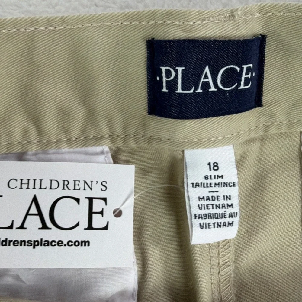 The Children's Place Chino Shorts Uniform Cotton Tan Boys Size 18 Slim 2pk